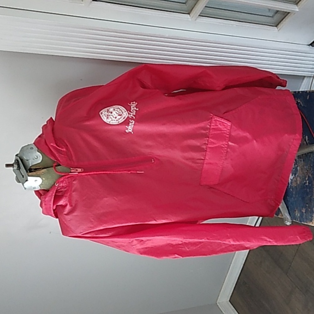 VTG Y2K RED MVP NYLON JOHN HOPKINS UNIVERSITY HALF ZIP WINDBREAKER MENS L